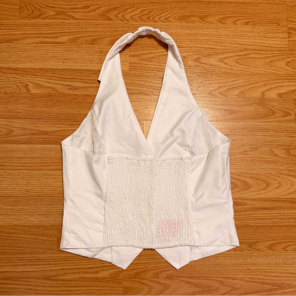 Collard White Haltered Crop Top - image 2